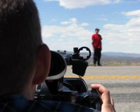 Jeremy and KD setting up a shot in New Mexico, 2011